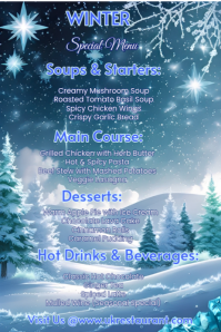 Blue Joyful Winter Menu Flyer  Pinterest Graphic template