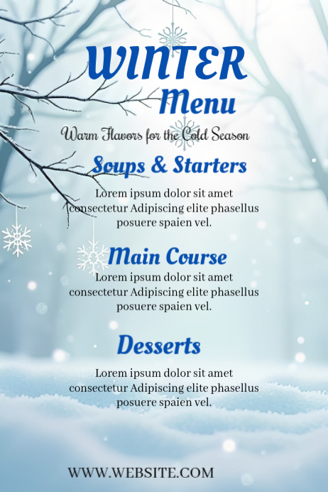 Modèle Blue Joyful Winter Menu Template Poster | PosterMyWall