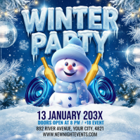 Blue Joyful Winter Party, Instagram Post template