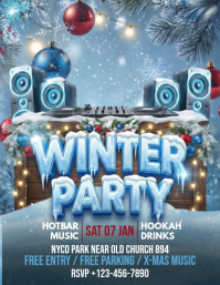 Blue Joyful Winter Party Flyer (us Letter) template