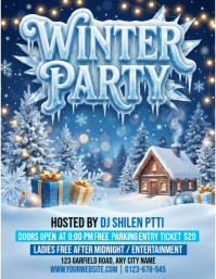 Blue Joyful Winter Party Flyer (us Letter) template