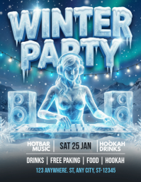 Blue Joyful Winter Party Flyer (us Letter) template