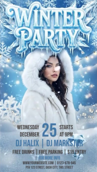Blue Joyful Winter Party Instagram Story template