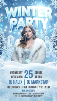 Blue Joyful Winter Party Instagram Story Instagram-verhaal template