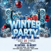 Blue Joyful Winter Party Square (1:1) template