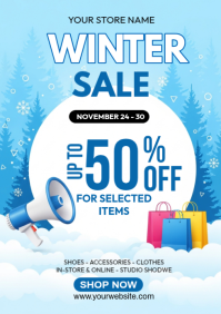 Blue Joyful Winter Sale A4 template