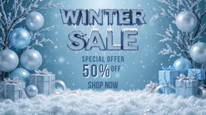 Blue Winter Sale Promotion Display digitale Template