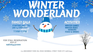 Blue Joyful Winter Wonderland Digital Display (16:9) template