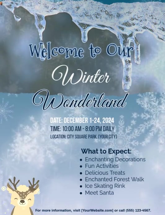 Blue Joyful Winter Wonderland Flyer (us Letter) template