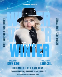 Blue Joyful Winter Wonderland Party Flyer Instagram Portrait template