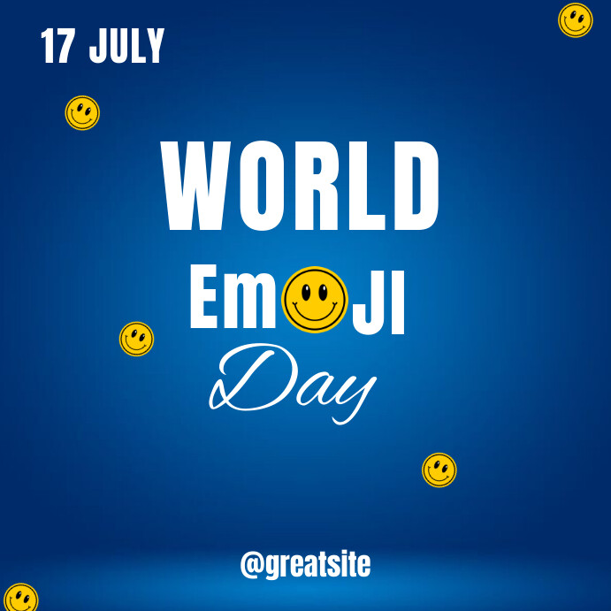 Blue Joyful World Emoji Day Instagram Post Template | PosterMyWall