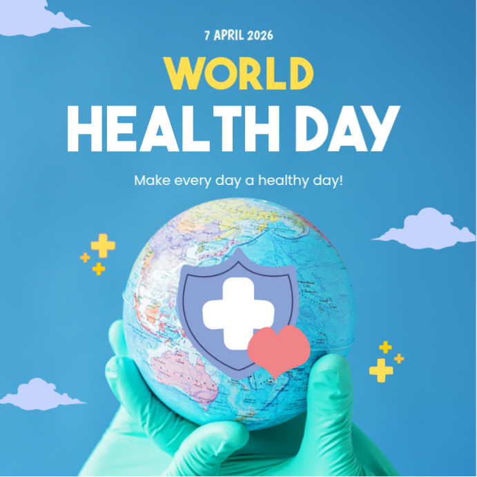 Blue Joyful World Health Day Instagram Post Template | PosterMyWall