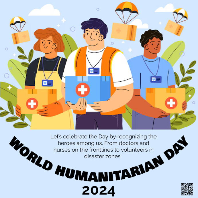 Blue Joyful World Humanitarian Day Instagram Template | PosterMyWall