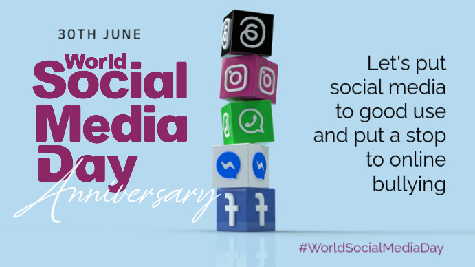 Blue Joyful World Social Media Day Youtube Thumbnail YouTube-Miniaturansicht template
