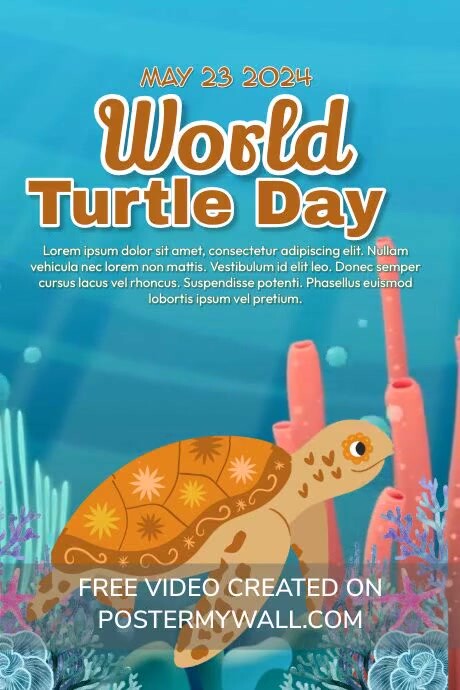 Blue Joyful World Turtle Day Poster Template | PosterMyWall
