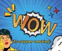 Blue Joyful Wow It's Amazing Comic Design  Medium Rectangle Средний прямоугольник template