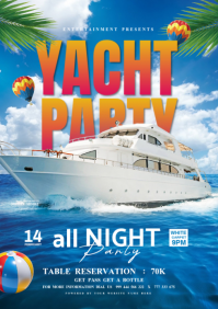 Bleu Yacht Party A4 Template