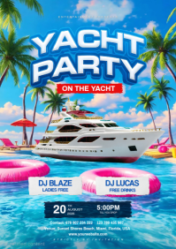 Blue Joyful Yacht Party A4 template
