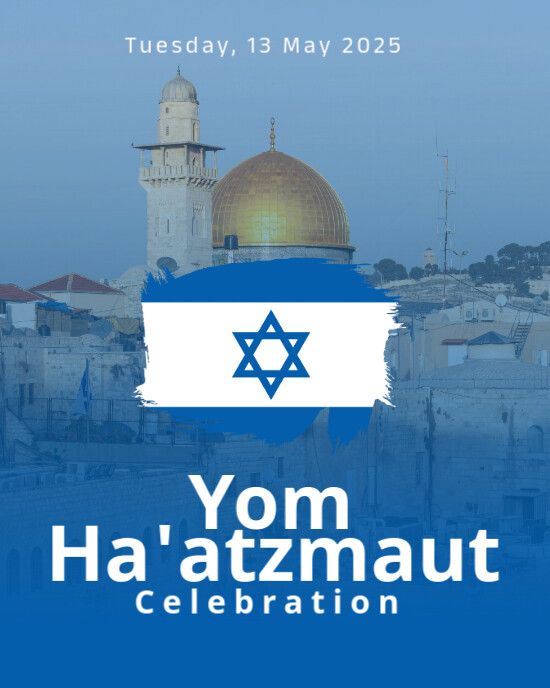 Blue Joyful Yom Ha'atzmaut Instagram Portrait template