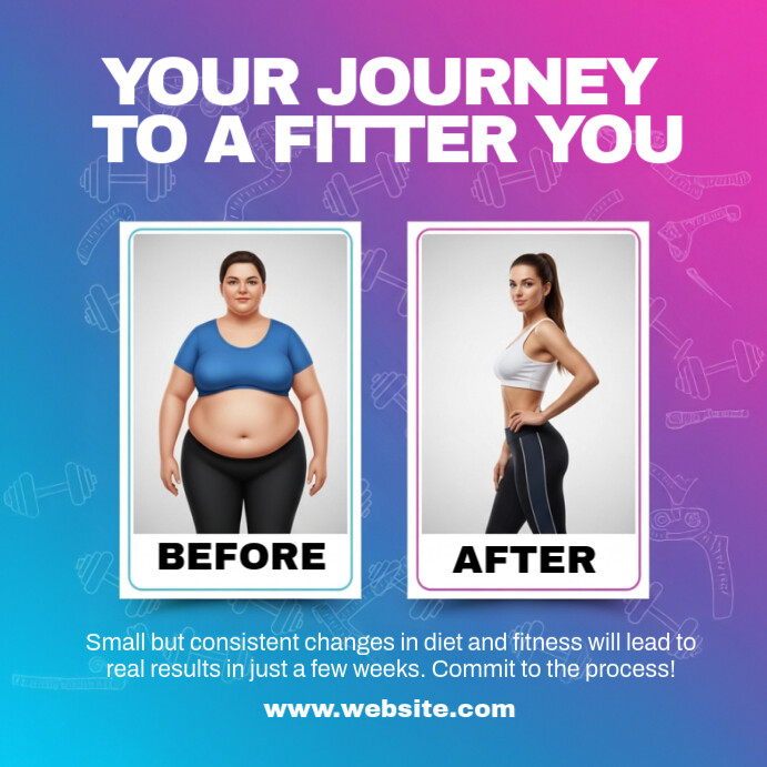 Blue Joyful Your Journey To A Fitter You Square (1:1) Templat ...