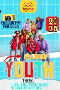 Blue Joyful Youth Camp Fellowship Poster Plakkaat template