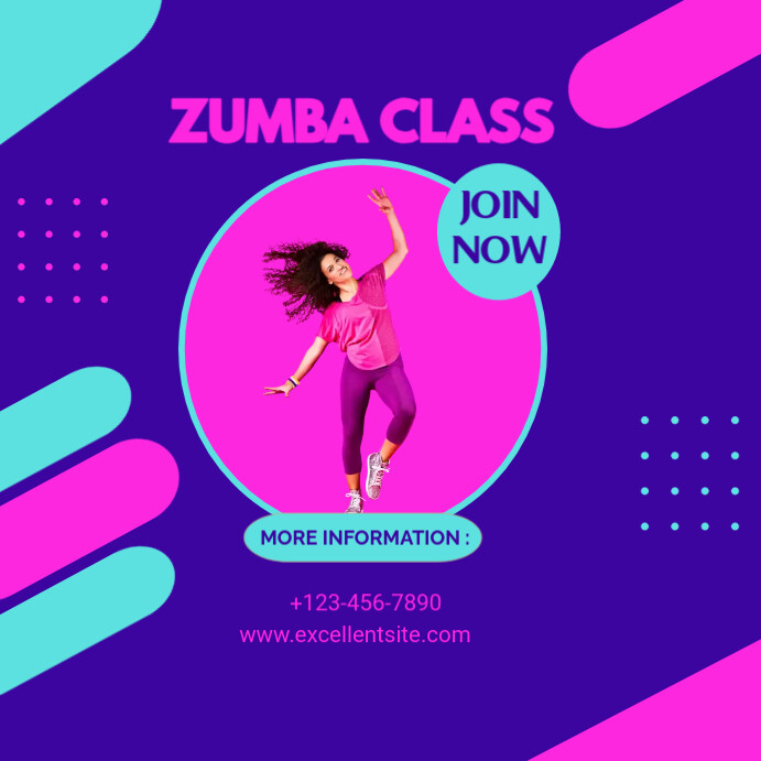 Blue Joyful Zumba Class Poster Instagram Post template