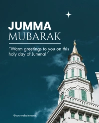 Blue Jumma Mubarak Instagram Portrait template