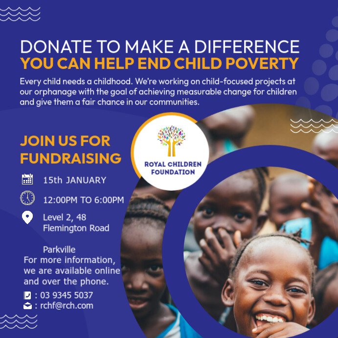 Blue Kids Orphanage Fundraising Post Template | PosterMyWall
