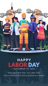 Blue Labor Day Instagram Story template