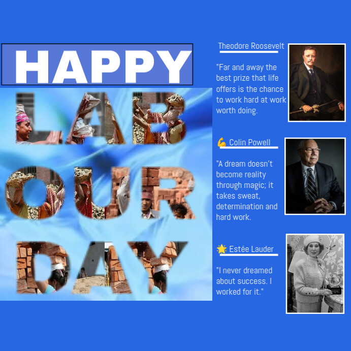 Blue Labour Day Greeting Instagram Post template
