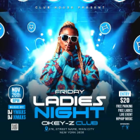 Blue Ladies Night Club Party Instagram Post Video template