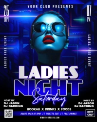Blue Ladies Night Party Flyer Instagram Portrait template