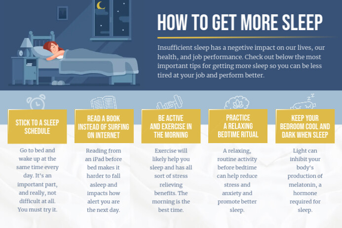 Blue Landscape Sleeping Tips Concept Map Template | PosterMyWall