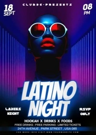 Blue Latino Night Party Video Flyer A6 template