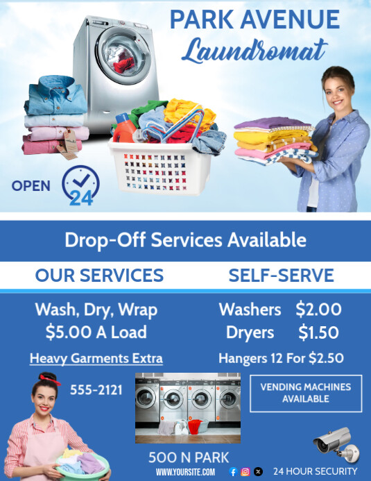 Blue  Laundromat Ad Flyer Flyer (us Letter) template