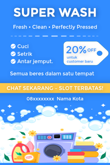 Blue Laundry Service Promotion Poster Template | PosterMyWall