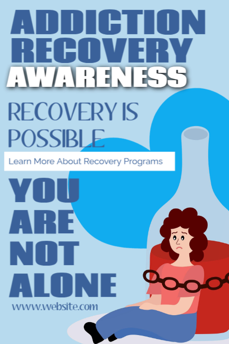 Blue List-based Addiction Recovery Awareness  Poster template