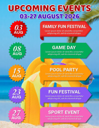 Blue List-based August Upcoming Events Calendar  Flyer (us Letter) template