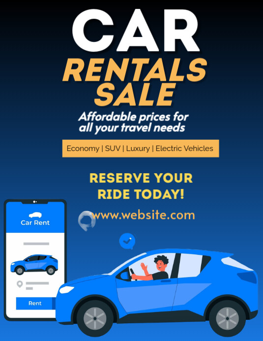 Blue List-based Car Rentals Sale Flyer (us Letter) template