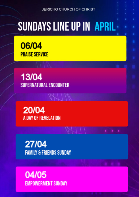 Blue Church Event Schedule A4 Template | PosterMyWall