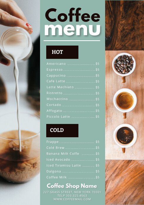 Blue List-based Coffee Menu A4 Templat | PosterMyWall