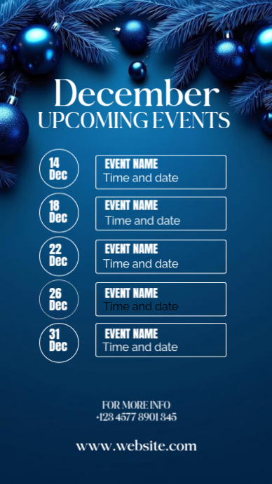 Blue List-based December Upcoming Events Schedule Template Instagram ...