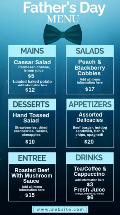 Blue List-based Father’s Day Menu Video Digital Display (9:16) template