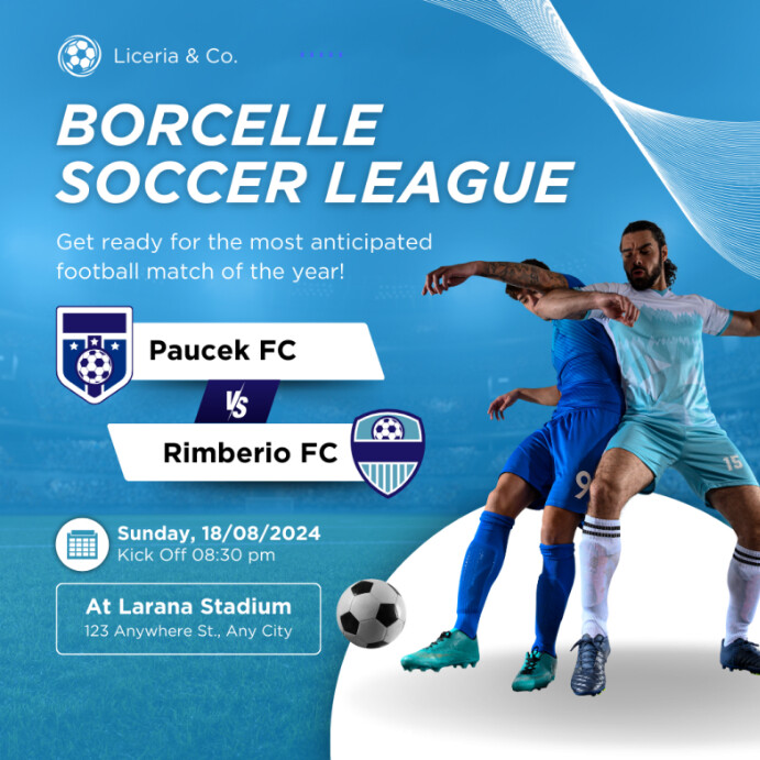 Match Fixture Format Blue List-based Football League Match Fixture Template | PosterMyWall
