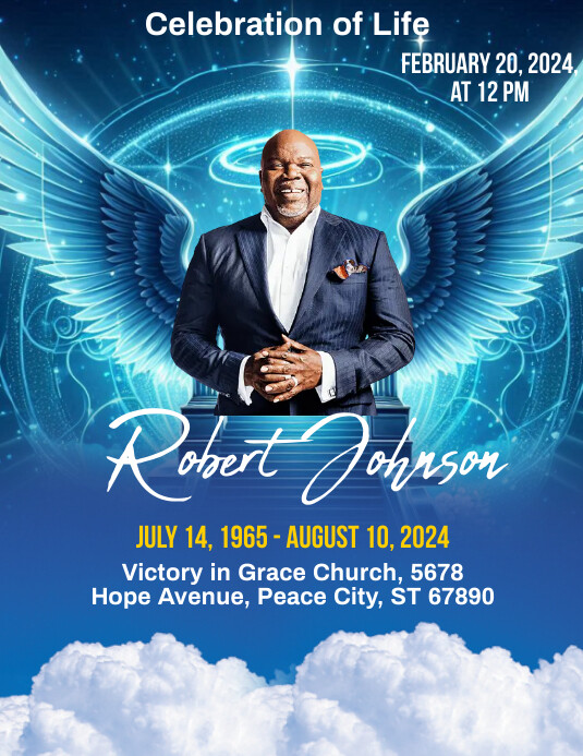 Blue List-based Funeral Program Flyer (us Let template