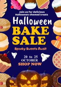 Blue List-based Halloween Bake Sale A1 template