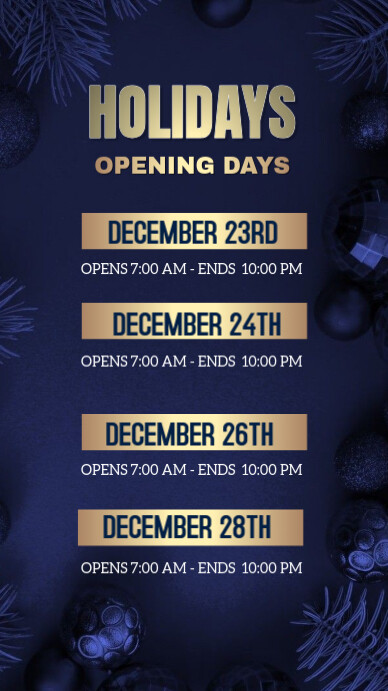 Copy of Blue List-based Holiday Opening Days Instagram Story | PosterMyWall
