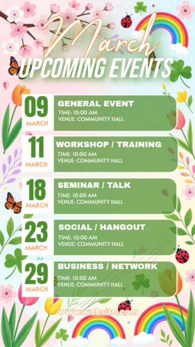 Blue List-based January Upcoming Events Half Page Wide Template ...
