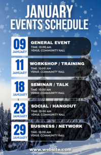 Blue List-based January Upcoming Events  Half Page Wide Media Página Ancho template