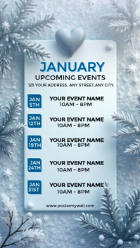 Blue List-based January Upcoming Events List Flyer  Instagram Story template